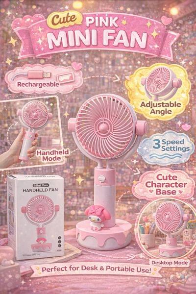 8211-A Cute Pink Handy Fan (Imported)